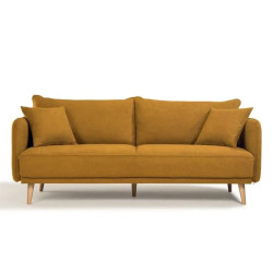 Canapé fixe 3 places DAREN - Tissu moutarde