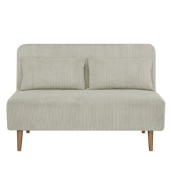 Banquette BZ - 2 places - Tissu velours côtelé Beige - 130 x 90 x 81 cm - DEPLO