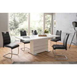 Table extensible 6-8 personnes - Rectangulaire - Mantova - Blanc et alu - L 160- 200 x P90 x H75cm